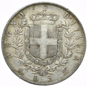 Włochy, 5 lirów 1873 M BN, Mediolan
