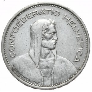 Švajčiarsko, 5 frankov, 1937.