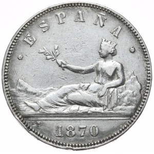 Hiszpania, 5 Peset, 1870r.