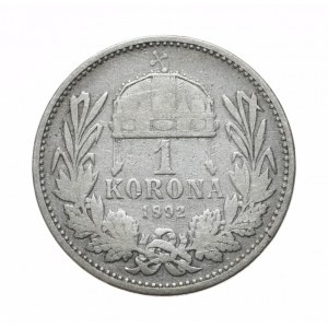 Węgry, 1 korona, 1892r., RZADKOŚĆ
