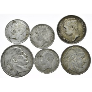 Belgia, 1911-50r., Zestaw 6szt.
