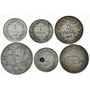 Belgia, 1911-50r., Zestaw 6szt.