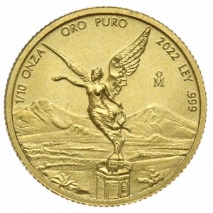 Meksyk, Libertad, 1/10 oz Au, 2022r., RZADKIE