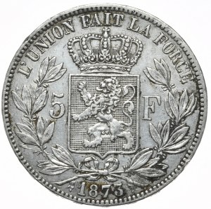 Belgium, 5 Francs, 1873.