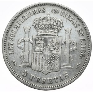 Spain, 5 Pesetas, 1871.