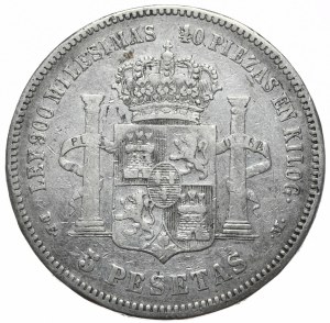 Spain, 5 Pesetas, 1876.