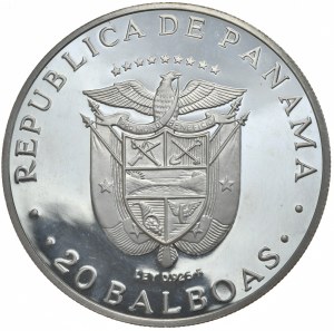 Panama, 20 Balboas, 1974, 3.85oz., proof