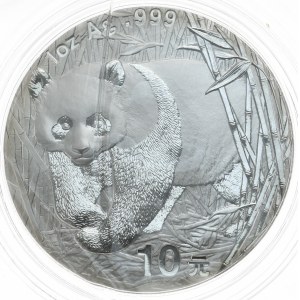 China, Panda, 2001, 1 oz, Ag 999, in original wrapper