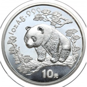 Chiny, Panda, 1997r., 1oz., AG 999, duża data