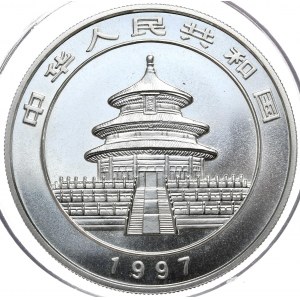 Chiny, Panda, 1997r., 1oz., AG 999, duża data