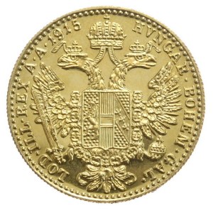 Austria, Dukat 1915 r., Nowe Bicie, złoto 986