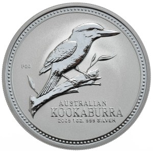 Australia, Kookaburra, 2009r., 1 oz., jubileuszowa, limitowana edycja na 20-lecie serii, wizerunek 2003r.