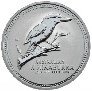 Australia, Kookaburra, 2009, 1 oz. anniversary limited edition for the 20th anniversary of the series, image 2003.