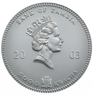 Zambia, 5000 Kwacha, 2003r., Słoń, Rzadki