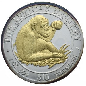 Somalia, $10, 2002, Monkey, Rarity