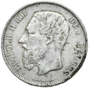 Belgium, 5 Francs, 1873.