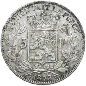 Belgium, 5 Francs, 1873.