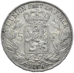 Belgium, 5 Francs, 1876, recent, rarer vintage