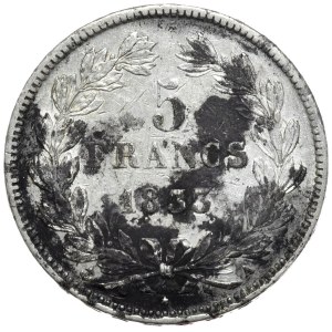 Francja, 5 Franków, 1833, A, Paryż