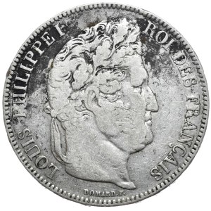 Francja, 5 Franków, 1842r., B, Rouen