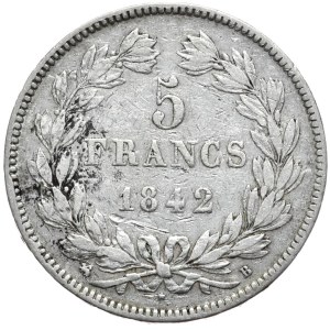 Francja, 5 Franków, 1842r., B, Rouen