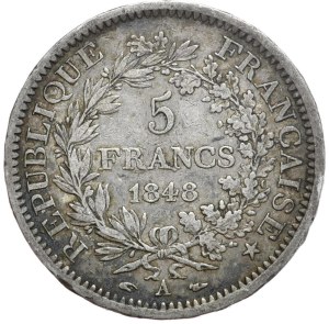 France, 5 Francs, 1848, Hercules, first vintage