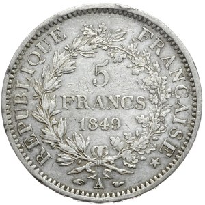 Francja, 5 Franków, 1849r., Herkules