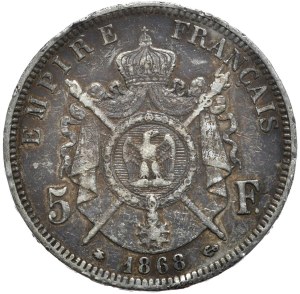 France, 5 francs, 1868, A, Paris