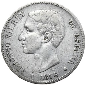 Spain, 5 Pesetas, 1876.