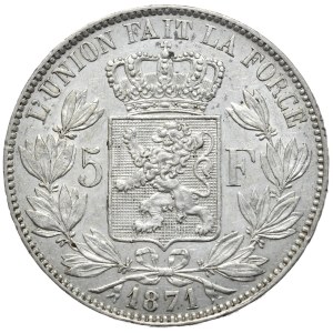 Belgia, 5 Franków, 1871r.