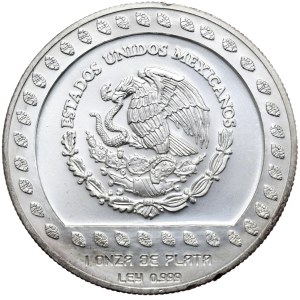 Meksyk, 100 $ 1992r., 1oz., wojownik Azteków