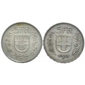 Szwajcaria, 2x5 Franków, 1933-65r.