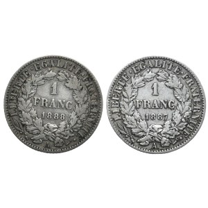 Francja, 2x1 Frank, 1887-88r.