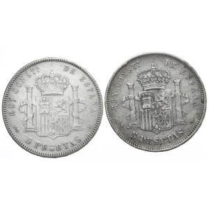 Hiszpania, 2x5 Peset, 1898-91r.