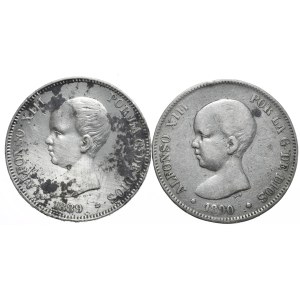 Hiszpania, 2x5 Peset, 1889-90r.