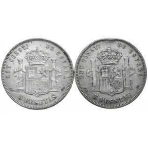 Hiszpania, 2x5 Peset, 1889-90r.