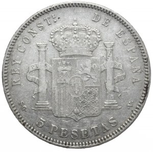 Spain, 5 Pesetas, 1898.