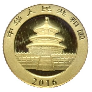 China, Panda 1g gold 999, 2016, in original wrapper