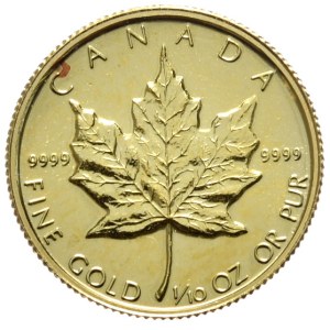Kanada, Liść, 1/10 oz Au, 1985r.