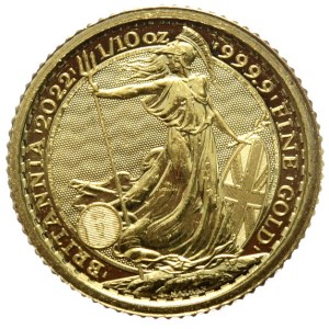 W. Brytania, 10 funtów 2022r., 1/10 uncji