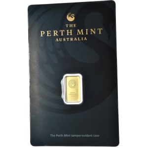 Australia, Perth Mint, sztabka 1 g, Au 999 w oryginalnym blistrze