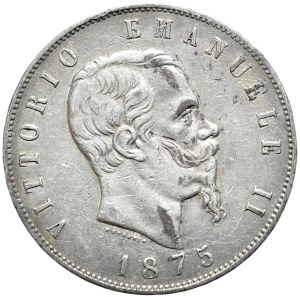 Italy, 5 lira 1875 R, Rome, rare mintage