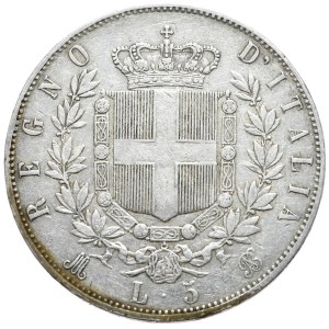 Włochy, 5 lirów 1872 M BN, Mediolan
