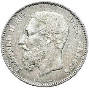 Belgium, 5 Francs, 1873.