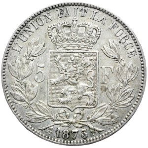 Belgia, 5 Franków, 1873r.