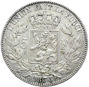 Belgium, 5 Francs, 1873.