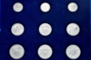 Greece, Set of 9 pcs. 500,250 and 100 Drachm, 1981-82 European Athletics Championships, Athens 1982