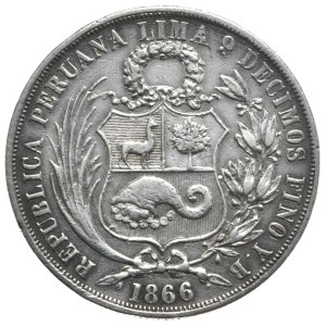 Peru, 1 Sol, 1866r., Rzadkość