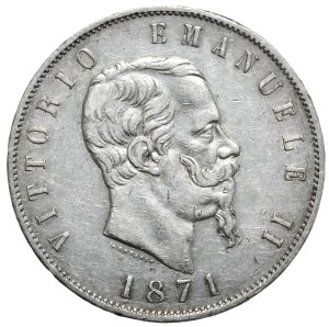 Italy, 5 lira, 1871, M