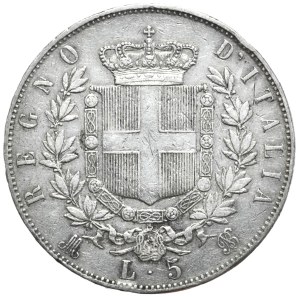 Italy, 5 lira, 1874, M